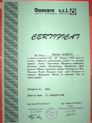 QUASARO_Quality tools_Certificate_1998